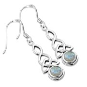 Long Labradorite Trinity Knot Silver Earrings - e301